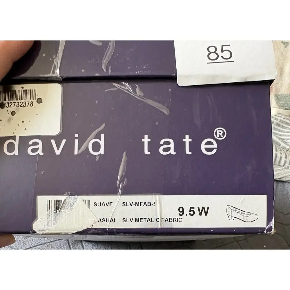 David Tate Women’s Silver Metallic Fabric Slip On Round Toe Pump 9.5W